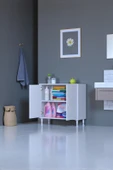 Eliusta  Arden 75 cm Beyaz 2 Bölmeli Banyo Düzenleyici Dolap 1 Raflı Çok Amaçlı Mutfak Dolabı 75x75x32,5 cm thumbnail 1