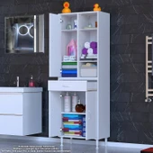 Eliusta  Rivo 4 Raflı Banyo/Mutfak Dolabı 65 cm Beyaz Renkli  Çok Amaçlı Dolap 65x173x32,5 cm Ebatlarında thumbnail 3