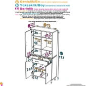 Eliusta  Line Beyaz 70 cm Banyo Dolabı Çok Bölmeli Banyo Düzenleyici Dolap 4 Kapaklı 4 Raflı 70x173x32,5 cm thumbnail 2