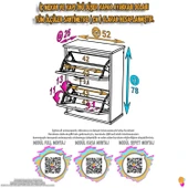 Eliusta  Holen Ceviz Renk Ayakkabılık 2 Düşer Kapak 52 cm Genişlik Kapı Önü Asma Ayakkabılık 52x74x26 cm thumbnail 2