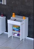 Eliusta  Taha 60 cm 3 Bölmeli Beyaz Çok Amaçlı Dolap 2 Raflı Banyo Mutfak Dolabı 60x88x32,5 cm Düzenleyici thumbnail 3