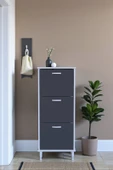 Eliusta  Nefes Ayaklı 52 cm Ayakkabılık Kapı Önü/Antre 3 Düşer Kapaklı Antrasit 52x127x26 cm  Ayakkabılık thumbnail 2