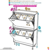 Eliusta  Veluna 90 cm Kirli Çamaşır Sepetli Dolap Banyo Dolabı Beyaz 90x173x32,5 cm 6 Sepetli Dolap thumbnail 2