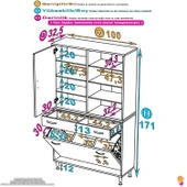 Eliusta  Reli Dolap Beyaz Çok Kullanımlı 100 cm Eninde Banyo Dolabı 100x171x32,5 cm 2 Kapak 6 Raf Dolap thumbnail 2