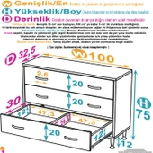 Eliusta  Seçer 3 Çekmeceli 100 cm Banyo ve Mutfak Dolabı Beyaz 100x75x32,5 cm Çok Amaçlı Organizer Dolap thumbnail 2