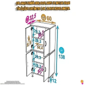Eliusta  Nuve Geniş Depolama Alanlı Dolap 60 cm Banyo/Mutfak Çok Fonksiyonlu 60x138x32,5 cm Saklama Dolabı thumbnail 2