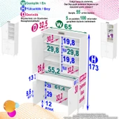 Eliusta  Funci Beyaz Renk G:65 cm Banyo Dolabı 3 Kapaklı 7 Raflı Dolap 65x173x32,5 cm Boyutlarında Dolap thumbnail 2