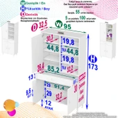 Eliusta  Funci Beyaz Renk G:95 cm Banyo Dolabı 3 Kapaklı 7 Raflı Dolap 95x173x32,5 cm Boyutlarında Dolap thumbnail 2