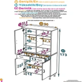 Eliusta  Line Beyaz 90 cm Banyo Dolabı Çok Bölmeli Banyo Düzenleyici Dolap 4 Kapaklı 4 Raflı 90x173x32,5 cm thumbnail 2