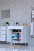 Eliusta  Taha 75 cm 3 Bölmeli Beyaz Çok Amaçlı Dolap 2 Raflı Banyo Mutfak Dolabı 75x88x32,5 cm Düzenleyici thumbnail 1