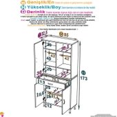 Eliusta  Line Beyaz 85 cm Banyo Dolabı Çok Bölmeli Banyo Düzenleyici Dolap 4 Kapaklı 4 Raflı 85x173x32,5 cm thumbnail 2