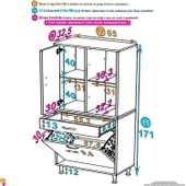 Eliusta  Pine 65 cm Genişlikte Dolap 65x171x32,5 cm  Banyo/Mutfak Dolabı İki Kapaklı Sepetli Dolap thumbnail 2