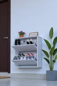 Eliusta  Narel Beyaz Renk Kapı Önü Ayakkabılık 72 cm Genişlik Dış Mekan Asma Ayakkabılık 72 x 78 x 26 cm thumbnail 1