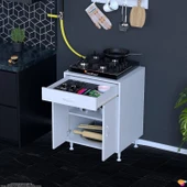 Eliusta  Valya Çekmeceli Beyaz 60 cm Genişlikte Mutfak Dolabı Ocak Alanlı 2 Bölmeli 60x88x56 cm Dolap thumbnail 3