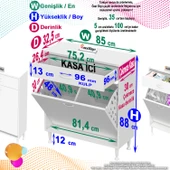 Eliusta  Asil 85 cm Kirli Çamaşır Sepetli Banyo Dolabı 1 Çekmeceli Mutfak Çok Amaçlı Dolap 85x88x32,5 cm thumbnail 2