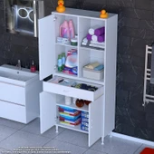 Eliusta  Vellum Beyaz Dolap 75x173x32,5 cm Ebatlarında Çok Fonksiyonlu 75 cm Genişlikte Banyo Dolabı thumbnail 3