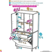 Eliusta  Pine 55 cm Genişlikte Dolap 55x171x32,5 cm  Banyo/Mutfak Dolabı İki Kapaklı Sepetli Dolap thumbnail 2