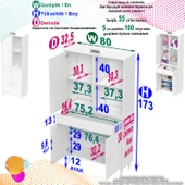 Eliusta  Vellum Beyaz Dolap 80x173x32,5 cm Ebatlarında Çok Fonksiyonlu 80 cm Genişlikte Banyo Dolabı thumbnail 2