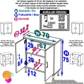 Eliusta  Arden 70 cm Beyaz 2 Bölmeli Banyo Düzenleyici Dolap 1 Raflı Çok Amaçlı Mutfak Dolabı 70x75x32,5 cm thumbnail 2