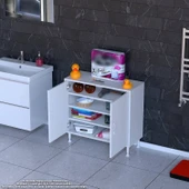 Eliusta  Nirat 70 cm 4 Bölmeli Beyaz Banyo Mutfak Dolabı 3 Raflı Kapaklı Çok Amaçlı Dolap 70x75x32,5 cm thumbnail 3