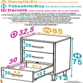 Eliusta  Seçer 3 Çekmeceli 85 cm Banyo ve Mutfak Dolabı Beyaz 85x75x32,5 cm Çok Amaçlı Organizer Dolap thumbnail 2