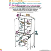 Eliusta  Nexa Modüler Dolap  60 Cm Banyo/Mutfak Dolabı Extra Kullanım Alanlı 60x173x32,5 cm Beyaz Dolap thumbnail 2