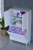 Eliusta  Miretta Üst Bölme Kapaklı Altı Kirli Sepetli Dolap 80 cm Genişlik Beyaz 80x138x32,5 cm Dolap thumbnail 1