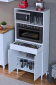 Eliusta  Lunera G:75 cm Beyaz Mutfak Dolabı Çok Amaçlı Açık Bölmeli Fırın Mutfak Dolabı 75x163,4x32,5 cm thumbnail 1