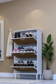 Eliusta  Duru 72 cm Genişlikte Ceviz Renk Ayaklı Ayakkabılık Antre/Kapı Önü 72x127x26 cm Ayakkabılık thumbnail 3