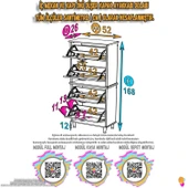 Eliusta  Elenio 52 cm Genişlik Ceviz Renk Ayaklı 4 Kapaklı Ayakkabılık 52x168x26 cm Ayakkabılık thumbnail 2