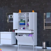 Eliusta  Reli Dolap Beyaz Çok Kullanımlı 90 cm Eninde Banyo Dolabı 90x171x32,5 cm 2 Kapak 6 Raf Dolap thumbnail 3