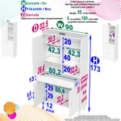 Eliusta  Rivo 4 Raflı Banyo/Mutfak Dolabı 90 cm Beyaz Renkli  Çok Amaçlı Dolap 90x173x32,5 cm Ebatlarında thumbnail 2