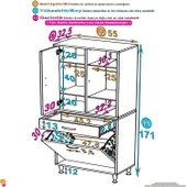 Eliusta  Mira Dolap 6 Bölme Çok Fonksiyonlu Banyo Dolabı 55 cm Beyaz Sepetli Dolap 55x171x32,5 cm Organizer thumbnail 2