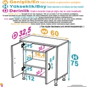 Eliusta  Sabir 60 cm 2 Raflı Beyaz Banyo Mutfak Dolabı 3 Bölmeli Çok Amaçlı Dolap 60x75x32,5 cm Düzenleyici thumbnail 2