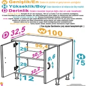 Eliusta  Arden 100 cm Beyaz 2 Bölmeli Banyo Düzenleyici Dolap 1 Raflı Çok Amaçlı Mutfak Dolabı 100x75x32,5 cm thumbnail 2