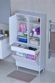 Eliusta  Mira Dolap 6 Bölme Çok Fonksiyonlu Banyo Dolabı 70 cm Beyaz Sepetli Dolap 70x171x32,5 cm Organizer thumbnail 1