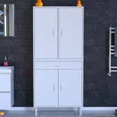 Eliusta  Luma Kapaklı & Çekmeceli Banyo Dolabı 80 cm Genişlikte Beyaz Dolap 80x173x32,5 cm Depolama Dolabı thumbnail 3