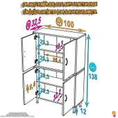 Eliusta  Nuve Geniş Depolama Alanlı Dolap 100 cm Banyo/Mutfak Çok Fonksiyonlu 100x138x32,5 cm Saklama Dolabı thumbnail 2