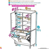 Eliusta  Rule Sepetli Banyo/Mutfak Dolabı 65 cm Genişliğe Sahip 65x171x32,5 cm Bir Sepetli Beyaz Dolap thumbnail 2