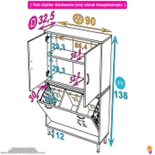 Eliusta  Miretta Üst Bölme Kapaklı Altı Kirli Sepetli Dolap 90 cm Genişlik Beyaz 90x138x32,5 cm Dolap thumbnail 2
