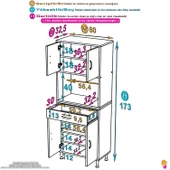 Eliusta  Lora Beyaz Dolap 60 cm Genişliği ve 173 cm Yüksekliği İle Dikey Depolama Ünitesi 60x173x32,5 cm thumbnail 2
