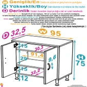 Eliusta  Sabir 95 cm 2 Raflı Beyaz Banyo Mutfak Dolabı 3 Bölmeli Çok Amaçlı Dolap 95x75x32,5 cm Düzenleyici thumbnail 2