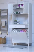 Eliusta  Seris Sepetli ve Çekmeceli Banyo Dolabı  G:85 cm Çok Amaçlı Beyaz Düzenleyici 85x173x32,5 cm Dolap thumbnail 1