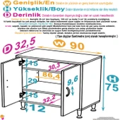 Eliusta  Sabir 90 cm 2 Raflı Beyaz Banyo Mutfak Dolabı 3 Bölmeli Çok Amaçlı Dolap 90x75x32,5 cm Düzenleyici thumbnail 2