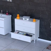 Eliusta  Seçer 3 Çekmeceli 85 cm Banyo ve Mutfak Dolabı Beyaz 85x75x32,5 cm Çok Amaçlı Organizer Dolap thumbnail 3