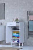 Eliusta  Taha 35 cm 3 Bölmeli Beyaz Çok Amaçlı Dolap 2 Raflı Banyo Mutfak Dolabı 35x88x32,5 cm Düzenleyici thumbnail 1