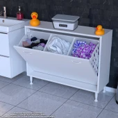 Eliusta  Sare 100 cm Beyaz Sepetli Banyo Dolabı,Mutfak Dolabı 100x75x32,5 cm Oyuncak Sepeti Çok Amaçlı Dolap thumbnail 3