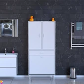 Eliusta  Reli Dolap Beyaz Çok Kullanımlı 70 cm Eninde Banyo Dolabı 70x171x32,5 cm 2 Kapak 6 Raf Dolap thumbnail 3