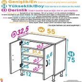 Eliusta  Nirat 55 cm 4 Bölmeli Beyaz Banyo Mutfak Dolabı 3 Raflı Kapaklı Çok Amaçlı Dolap 55x75x32,5 cm thumbnail 2