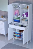 Eliusta  Rivo 4 Raflı Banyo/Mutfak Dolabı 80 cm Beyaz Renkli  Çok Amaçlı Dolap 80x173x32,5 cm Ebatlarında thumbnail 1
